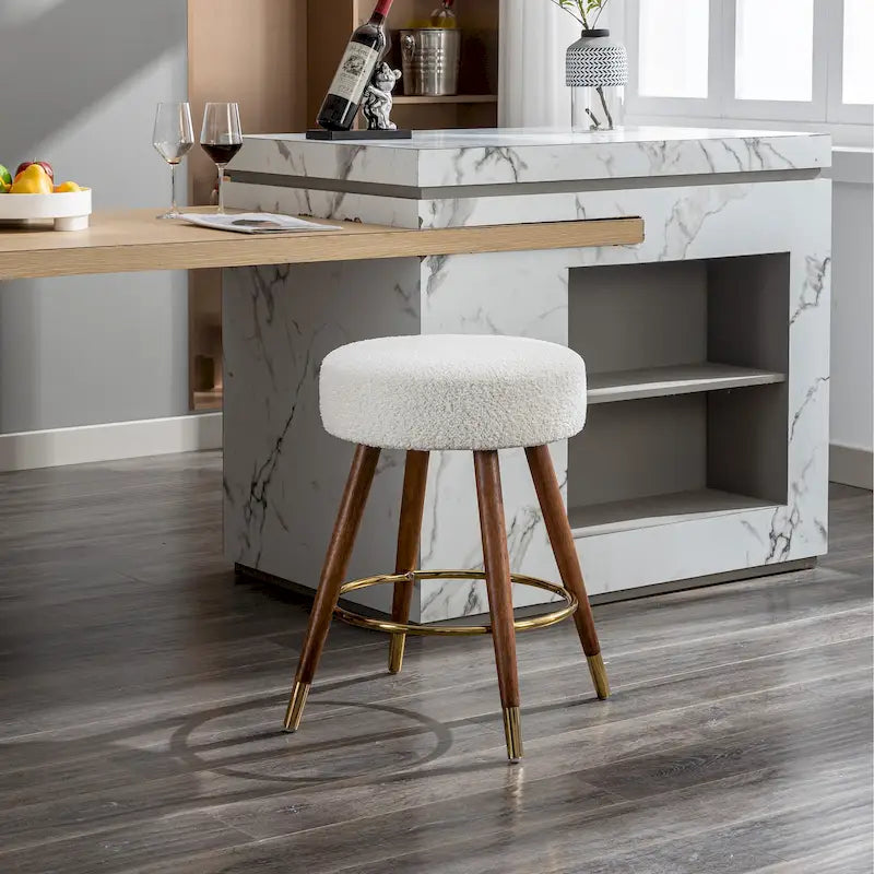 Tabouret pivotant rembourré blanc 23,88 avec structure en bois