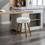 White 23.88   Upholstered Swivel Stool with Wood Frame