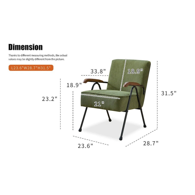 Green Modern 20 High Back Upholstered Accent Chair with Metal Legs - image 2