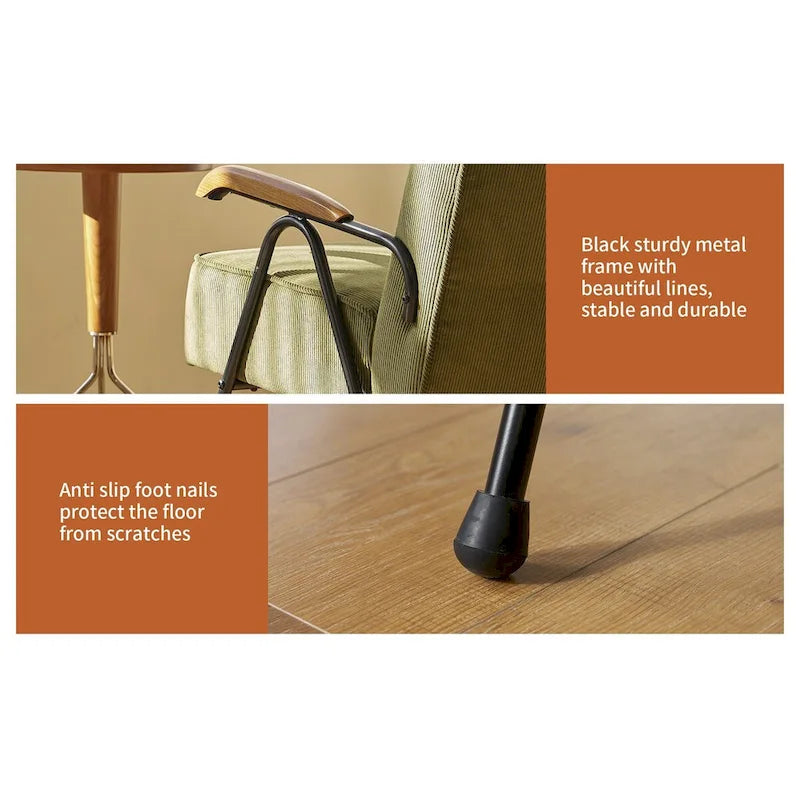 Green Modern 20 High Back Upholstered Accent Chair with Metal Legs - image 3