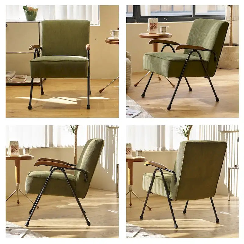 Green Modern 20   High Back Upholstered Accent Chair with Metal Legs