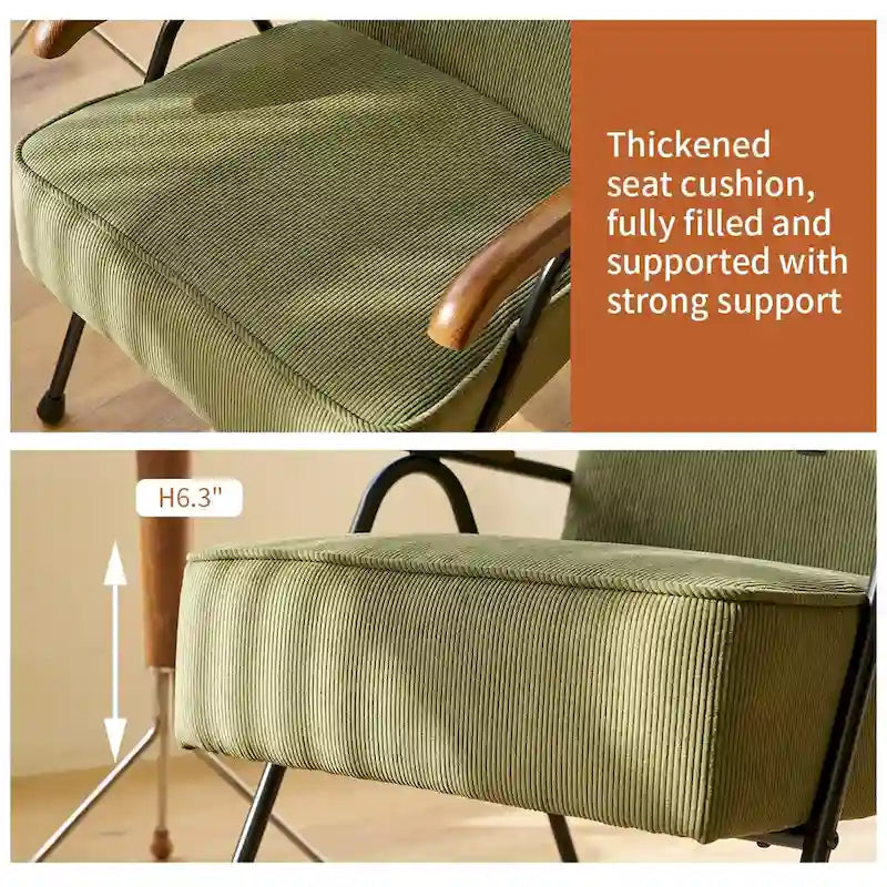 Green Modern 20   High Back Upholstered Accent Chair with Metal Legs