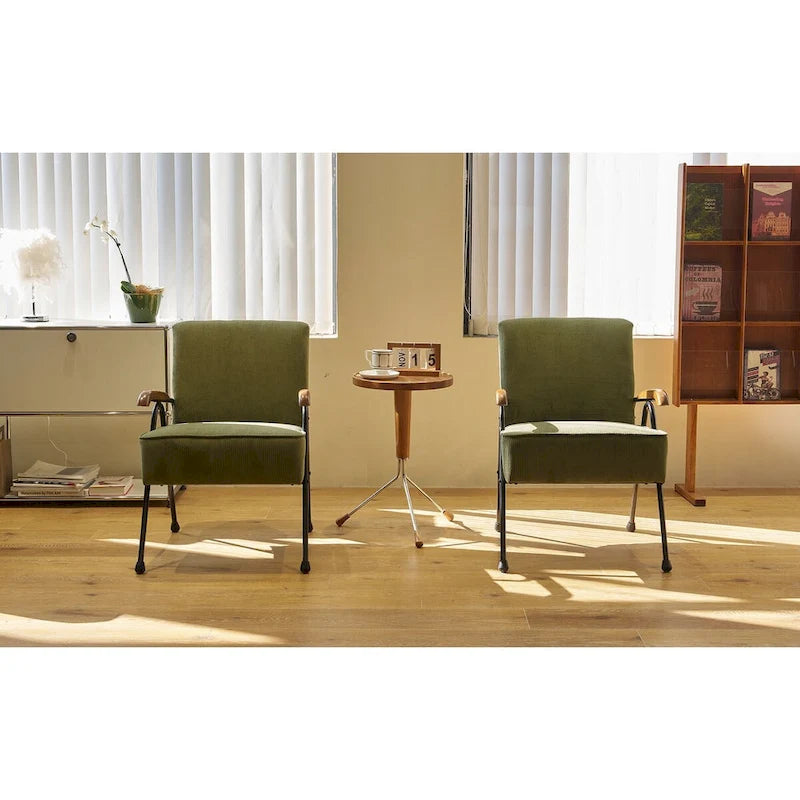 Green Modern 20   High Back Upholstered Accent Chair with Metal Legs