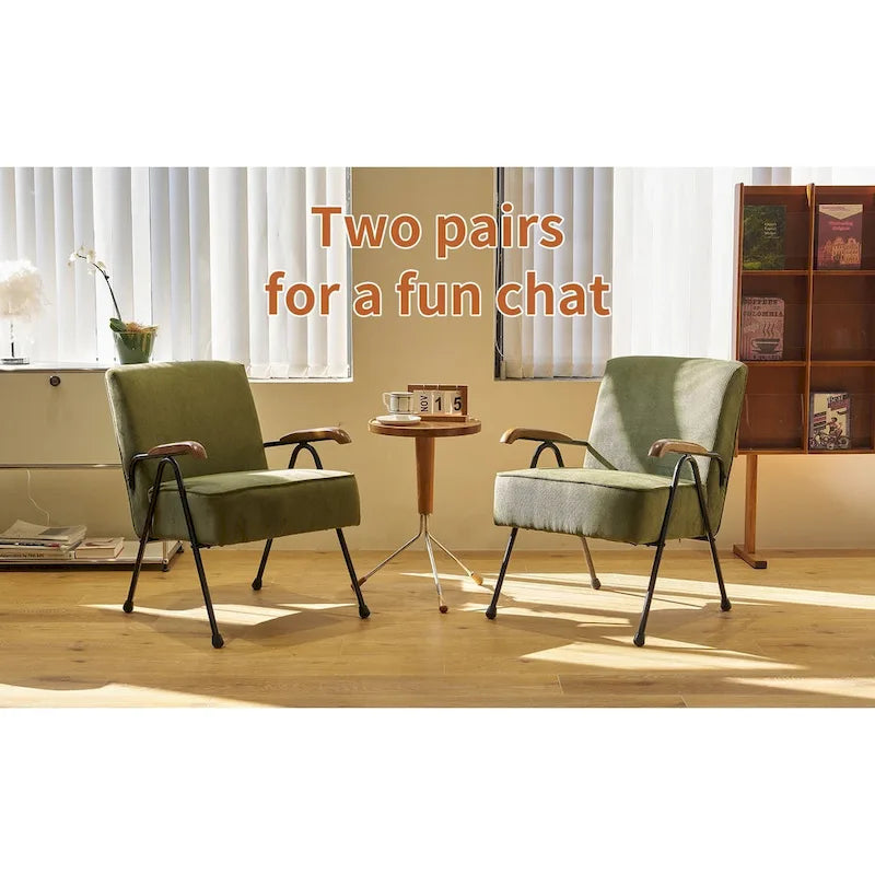 Green Modern 20   High Back Upholstered Accent Chair with Metal Legs