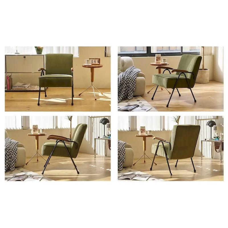 Green Modern 20   High Back Upholstered Accent Chair with Metal Legs