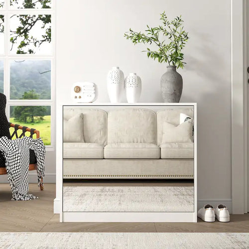 2 Tier Shoe Storage Cabinet with Draders for Entryway,Bedroom,Flip Door Design Shoe Cabinet - image 2