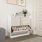 Meuble à chaussures à 2 niveaux avec tiroirs pour entrée, chambre, modèle à portes rabattables