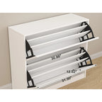 Meuble à chaussures à 2 niveaux avec tiroirs pour entrée, chambre, modèle à portes rabattables