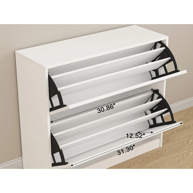 Meuble à chaussures à 2 niveaux avec tiroirs pour entrée, chambre, modèle à portes rabattables