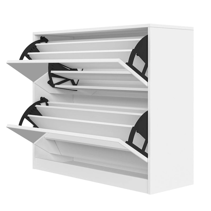 Meuble à chaussures à 2 niveaux avec tiroirs pour entrée, chambre, modèle à portes rabattables