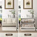 Meuble à chaussures à 2 niveaux avec tiroirs pour entrée, chambre, modèle à portes rabattables