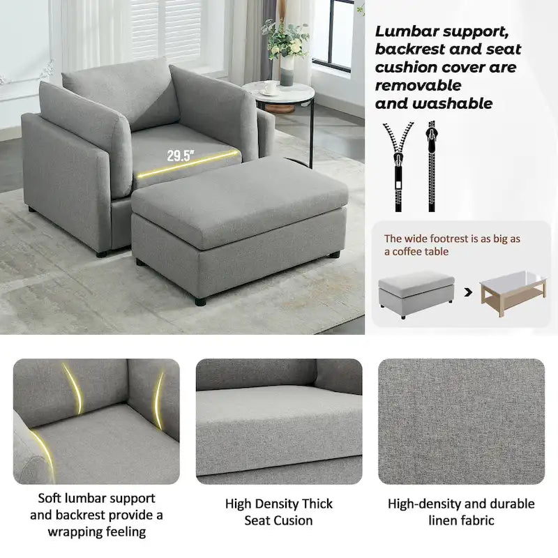 Fauteuil moderne surdimensionné avec repose-pieds