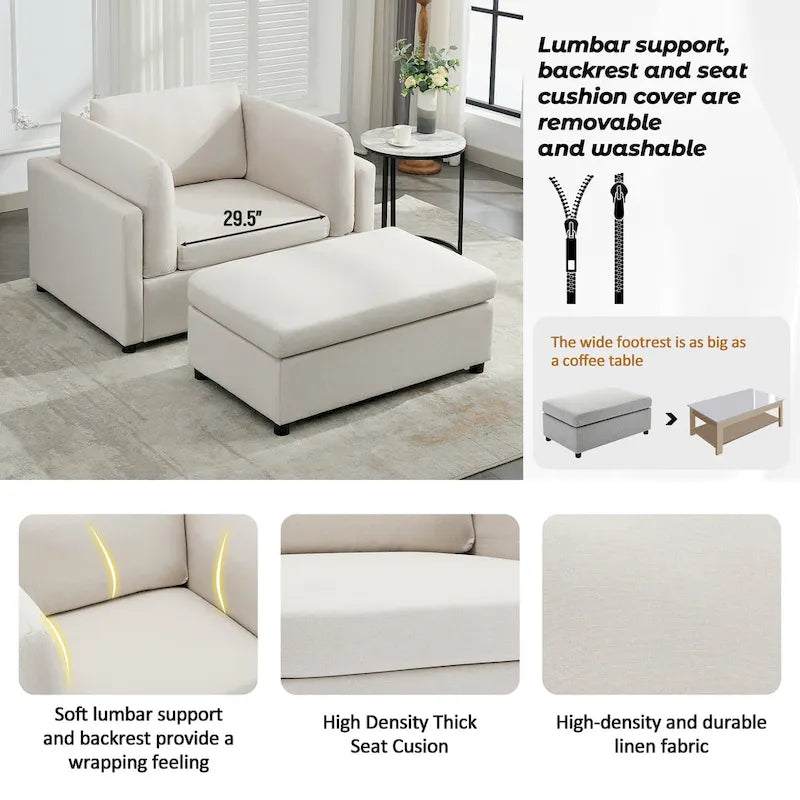 Fauteuil moderne surdimensionné avec repose-pieds