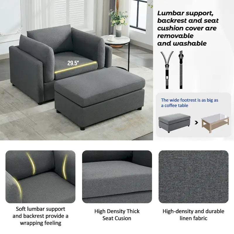 Fauteuil moderne surdimensionné avec repose-pieds