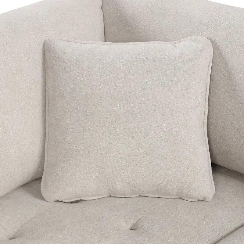 Canapé d'angle surdimensionné 117,3 cm, canapé en forme de U convertible en lit avec deux coussins décoratifs pour salon, beige