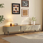 Meuble TV en cuir 86,6 cm, centre de divertissement moderne avec 3 tiroirs