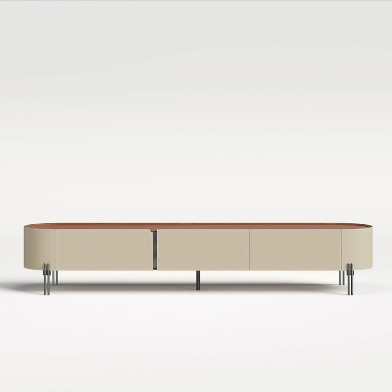 Meuble TV en cuir 86,6 cm, centre de divertissement moderne avec 3 tiroirs