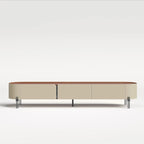 Meuble TV en cuir 86,6 cm, centre de divertissement moderne avec 3 tiroirs