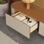 Meuble TV en cuir 86,6 cm, centre de divertissement moderne avec 3 tiroirs