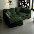 3-Piece Modular Chenille Upholstered L-Shaped Sectional Sofa with Ottoman