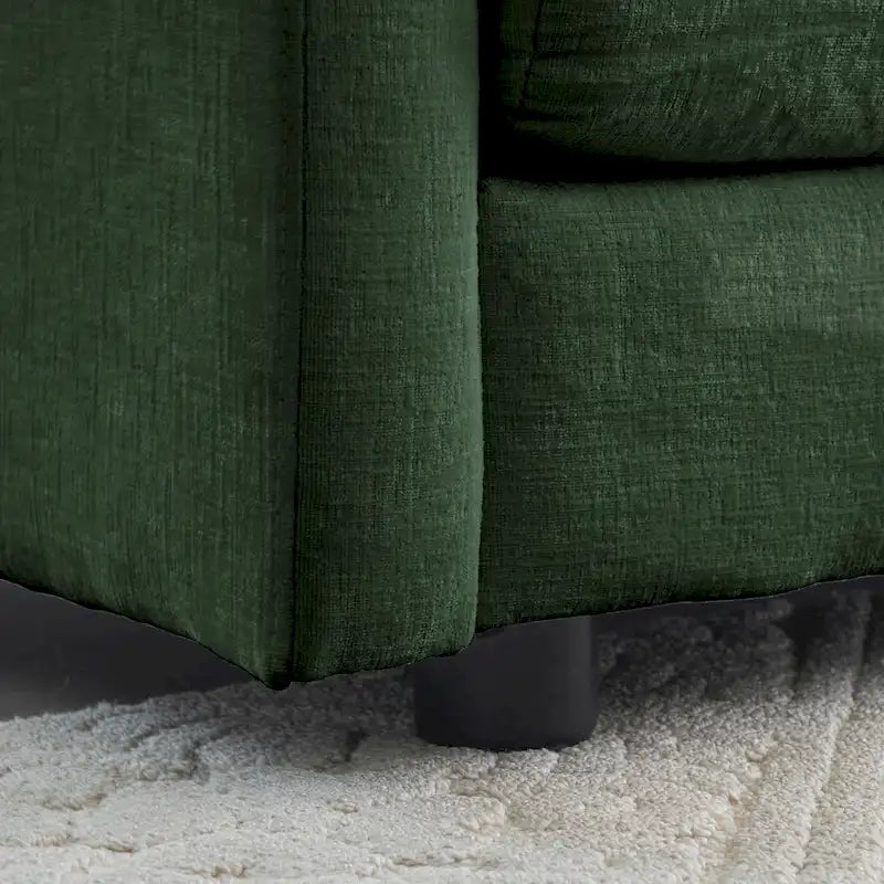 Canapé d'angle modulaire 3 pièces en chenille avec pouf