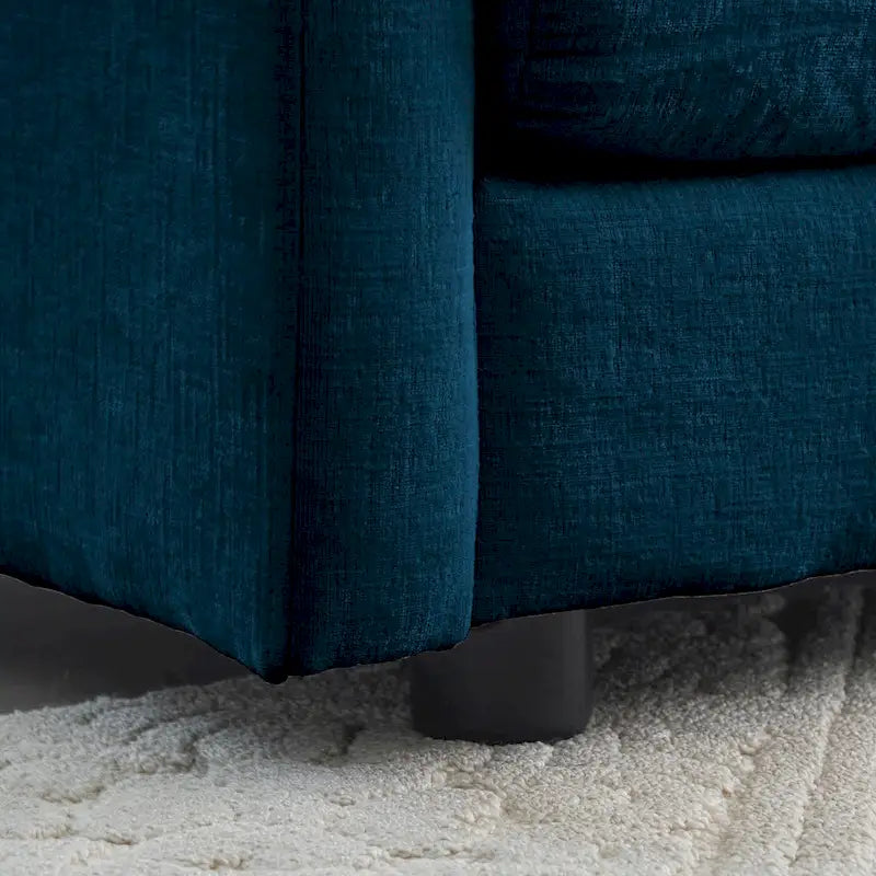 Canapé d'angle modulaire 3 pièces en chenille avec pouf