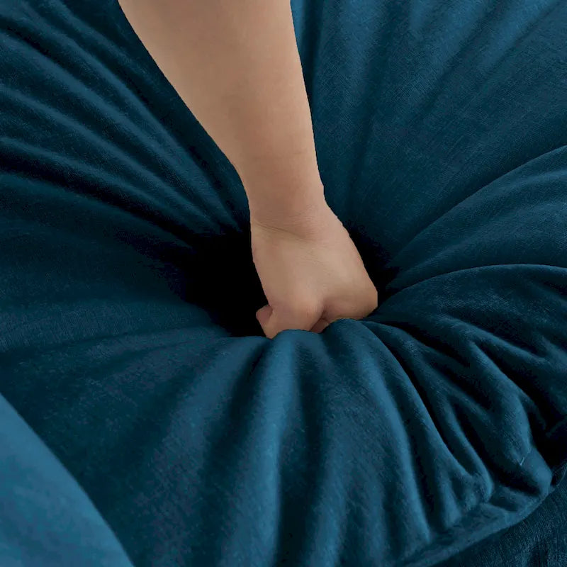 Canapé d'angle modulaire 3 pièces en chenille avec pouf