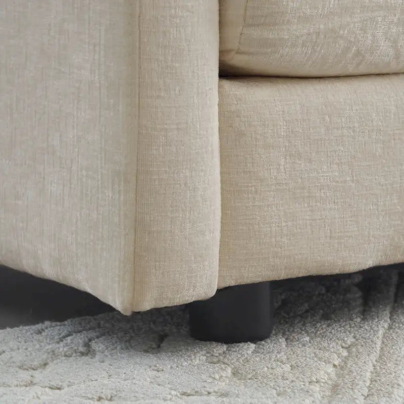 Canapé d'angle modulaire 3 pièces en chenille avec pouf