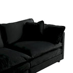 Canapé d'angle modulaire 3 pièces en chenille avec pouf