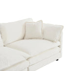 Canapé d'angle modulaire 3 pièces en chenille avec pouf