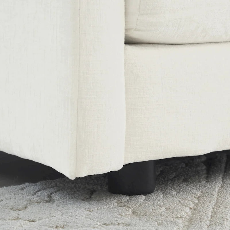 Canapé d'angle modulaire 3 pièces en chenille avec pouf