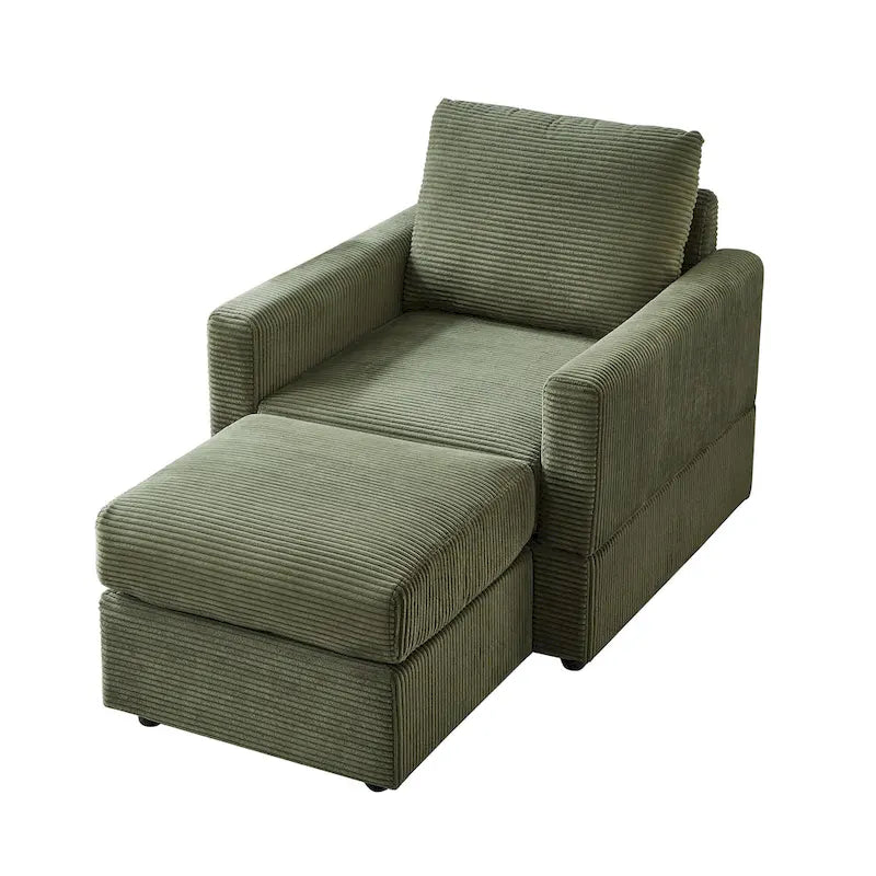 Fauteuil club classique en velours côtelé GDFStudio avec repose-pieds