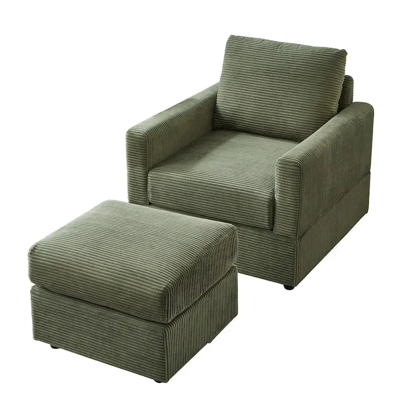 Fauteuil club classique en velours côtelé GDFStudio avec repose-pieds