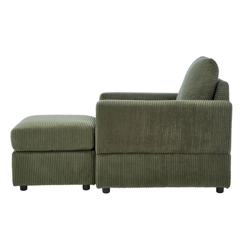 Fauteuil club classique en velours côtelé GDFStudio avec repose-pieds