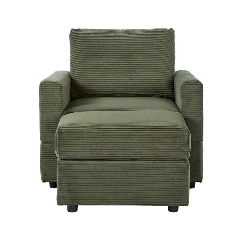 Fauteuil club classique en velours côtelé GDFStudio avec repose-pieds