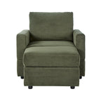 Fauteuil club classique en velours côtelé GDFStudio avec repose-pieds