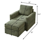 Fauteuil club classique en velours côtelé GDFStudio avec repose-pieds