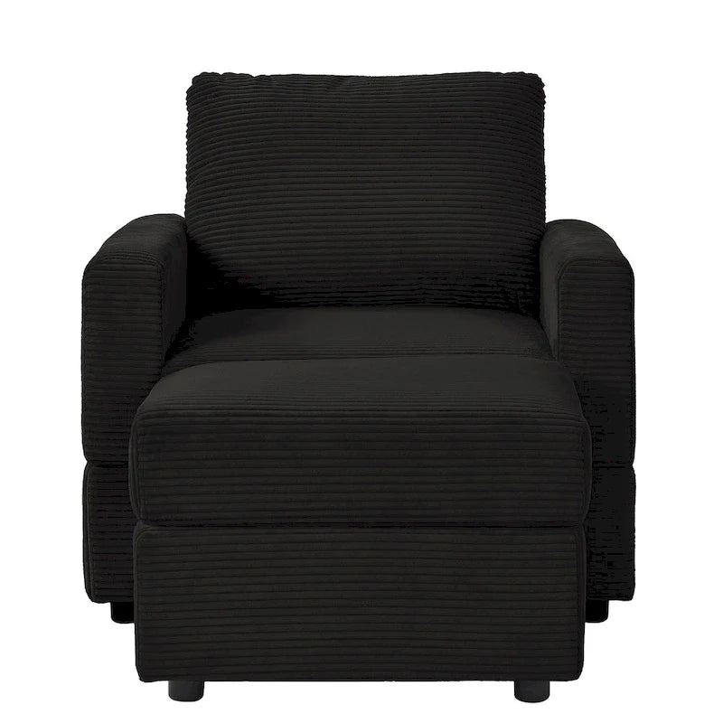 Fauteuil club classique en velours côtelé GDFStudio avec repose-pieds