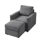 Fauteuil club classique en velours côtelé GDFStudio avec repose-pieds