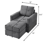 Fauteuil club classique en velours côtelé GDFStudio avec repose-pieds