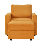 Fauteuil club classique en velours côtelé GDFStudio avec repose-pieds