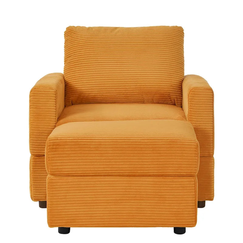 Fauteuil club classique en velours côtelé GDFStudio avec repose-pieds