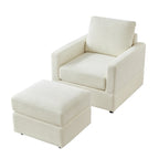 Fauteuil club classique en velours côtelé GDFStudio avec repose-pieds