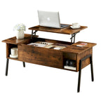 Ensemble de 3 pièces VECELO : table basse relevable avec rangement intégré et ensemble de 2 tables de chevet.