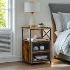 Ensemble de 3 pièces VECELO : table basse relevable avec rangement intégré et ensemble de 2 tables de chevet.