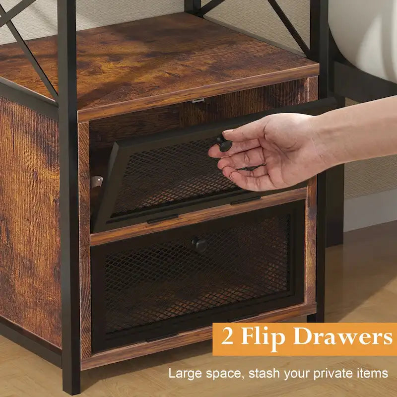 Ensemble de 3 pièces VECELO : table basse relevable avec rangement intégré et ensemble de 2 tables de chevet.