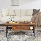 Ensemble de 3 pièces VECELO : table basse relevable avec rangement intégré et ensemble de 2 tables de chevet.