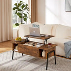 Ensemble de 3 pièces VECELO : table basse relevable avec rangement intégré et ensemble de 2 tables de chevet.