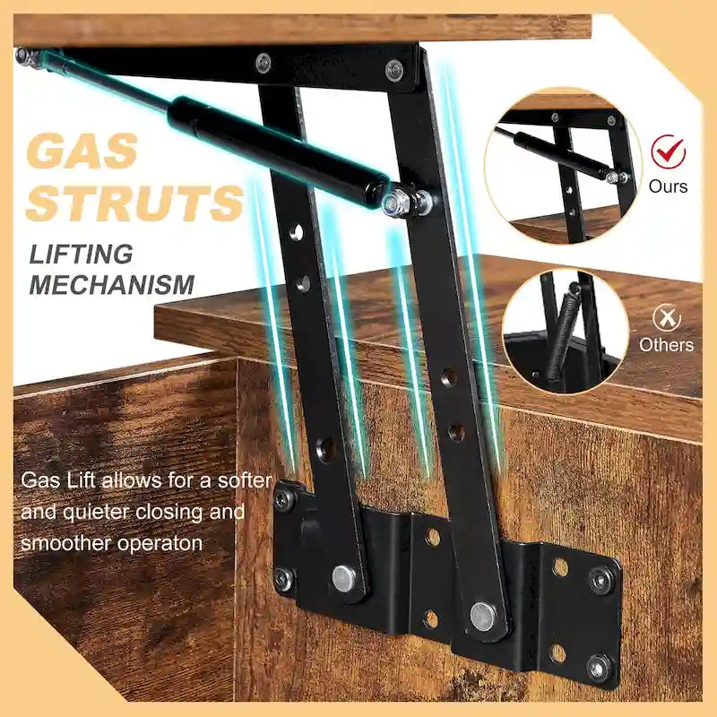 Ensemble de 3 pièces VECELO : table basse relevable avec rangement intégré et ensemble de 2 tables de chevet.