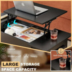 Ensemble de 3 pièces VECELO : table basse relevable avec rangement intégré et ensemble de 2 tables de chevet.